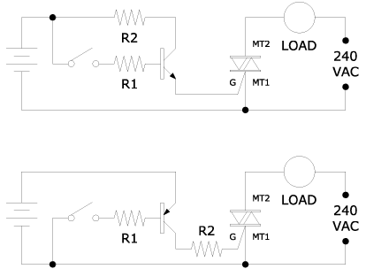 triac circuit for quadrants 1 and 4 operation