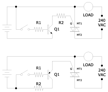 triac circuit for quadrants 2 and 3 operation